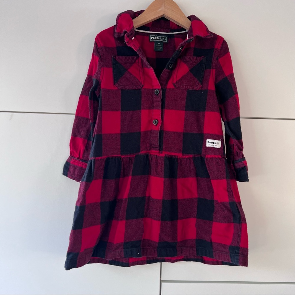 Roots Kids Red and Black Buffalo Plaid Dress